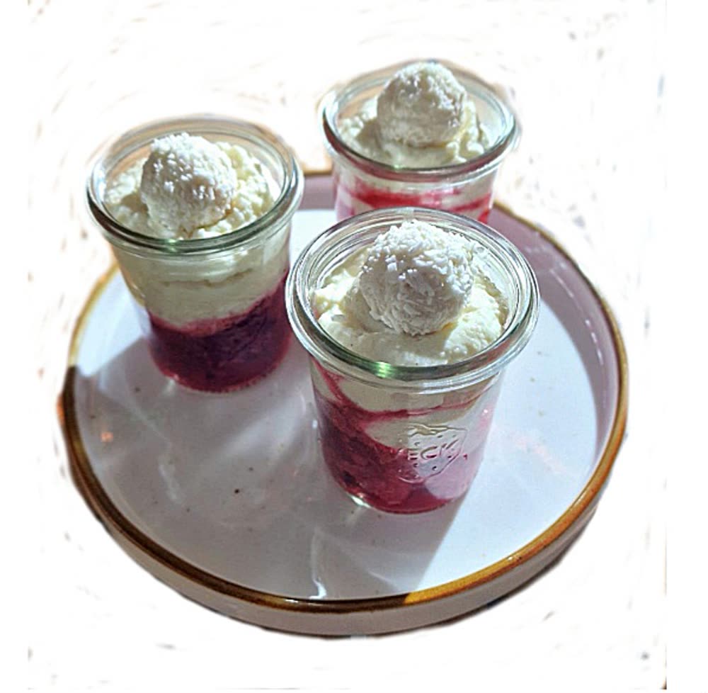 Raffaello-Himbeer-Creme im Glas